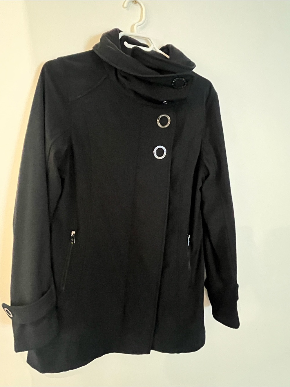lululemon athletica Black Funnel Collar Snap-Front Pea Coat